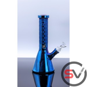 IRIDESCENT DESIGNER GLASS BEAKER WATER PIPE 10inch